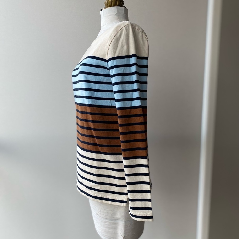 J Crew Women’s Multistripe Boatneck Long Sleeved Pullover sweater small